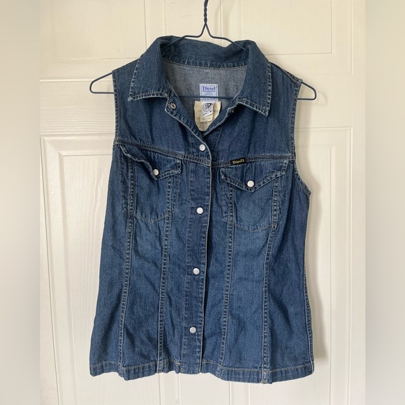 Diesel Vintage Denim Sleeveless Lightweight Jean Vest Top Button-down Shirt M - Picture 1 of 6